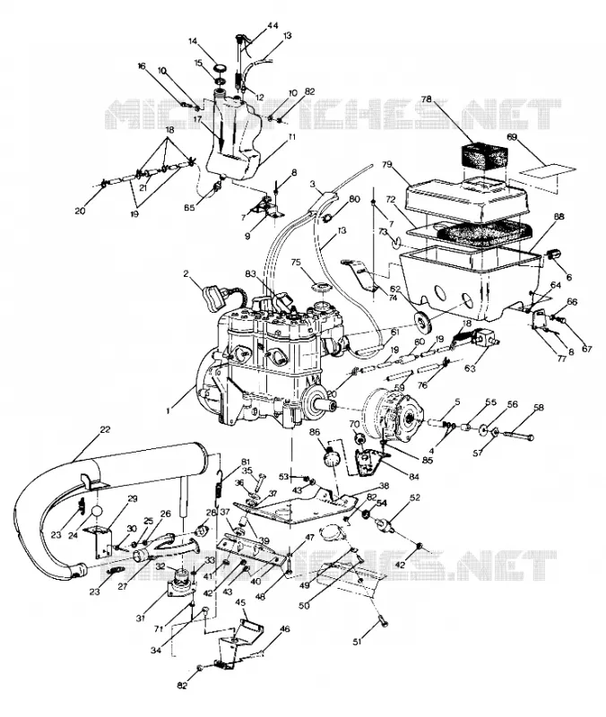 SUPPORT MOTEUR 500 and 500 Classic Updated 2/90 (4916791679017A) Polaris SNOWMOBILES 500 1990 SKS  500 SKS - 0900564