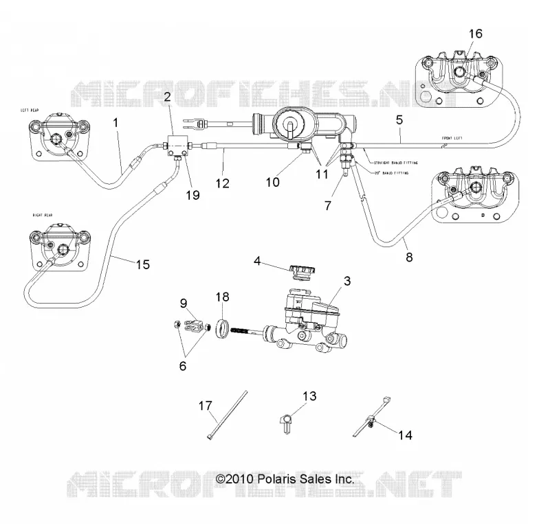 BRAKES, LINES AND MAITRE CYLINDRE - R18RMAE4G8/G9 (49RGRBRAKELINES11CREW) Polaris RANGER ELECTRIC 2018 RANGER EV  RANGER EV