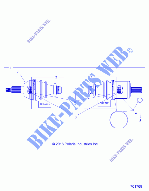 DRIVE TRAIN, TRANSMISSION AVANT SHAFT   R18RMAL4G9 (701769) pour Polaris RANGER EV LI-ION de 2018
