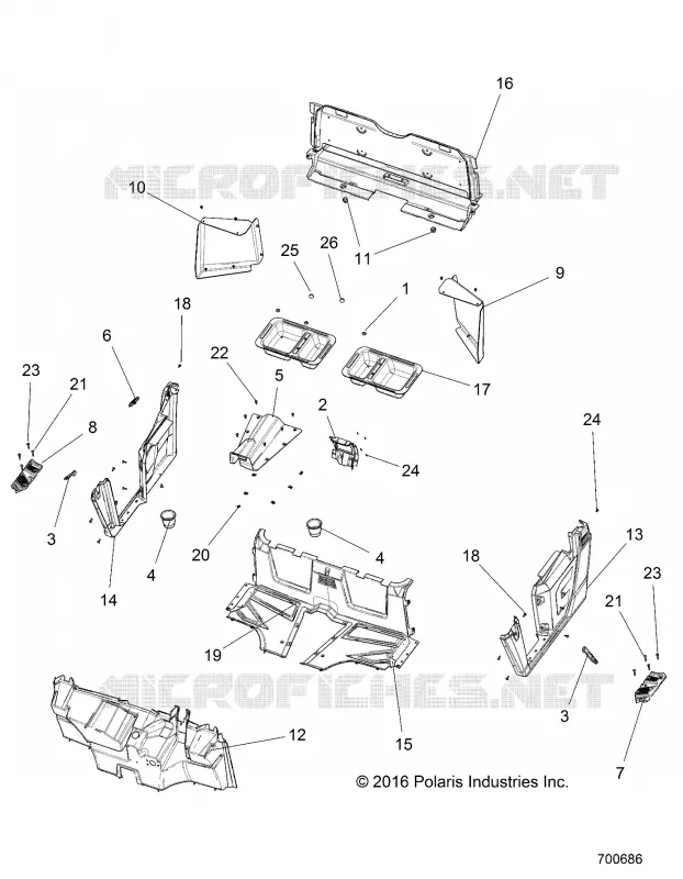 PLANCHER AND FENDERS - R18RMAL4G9 (700686) Polaris RANGER ELECTRIC 2018 RANGER EV LI-ION  RANGER EV LIION