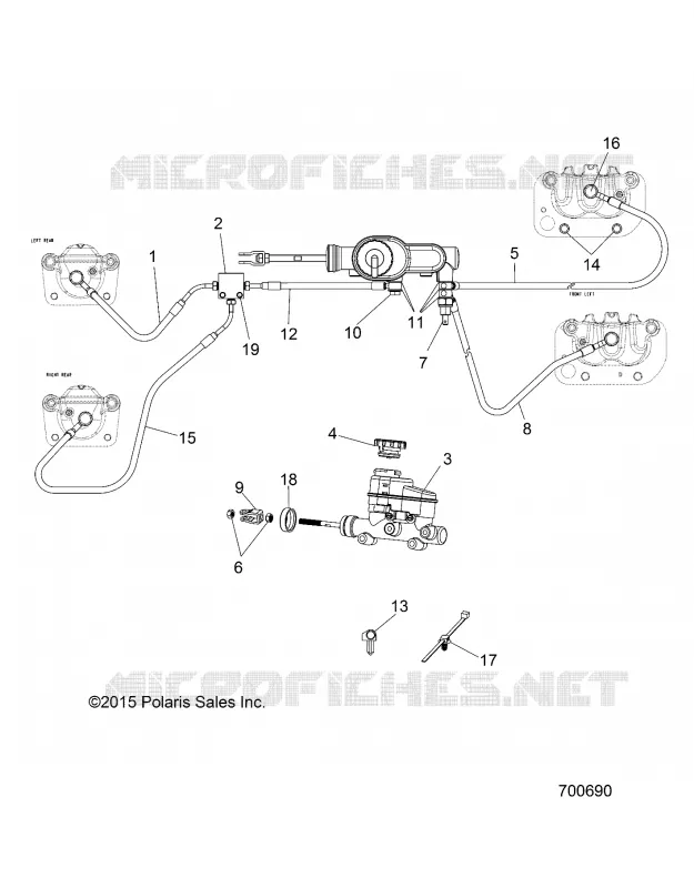 BRAKES, LINES AND MAITRE CYLINDRE - R16RMAL4G9 (700690) Polaris RANGER ELECTRIC 2016 RANGER EV LI-ION  RANGER EV LIION