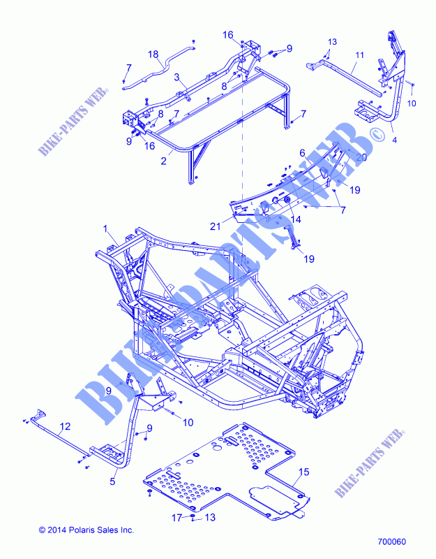 CHASSIS, CHASSIS   R16B1PD1AA/2P (49BRUTUSFRAME15) pour Polaris RANGER HST de 2016