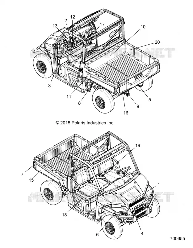 EMBLEMES - R16B1PD1AA/2P (700655) Polaris RANGER 900 2016 RANGER HST  RANGER HST