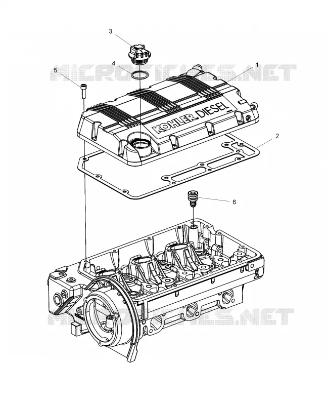 MOTEUR, ROCKER ARMS COVER AND OIL FILLER - R16B1PD1AA/2P (49BRUTUSROCKERCVR15DSL) Polaris RANGER 900 2016 RANGER HST  RANGER HST