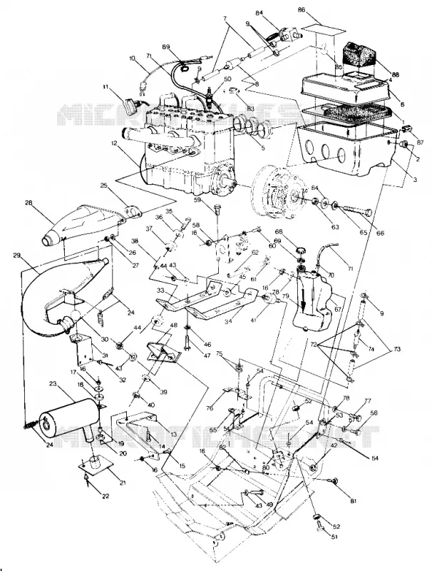SUPPORT MOTEUR 650 Updated 10/88 (4915411541023A) Polaris SNOWMOBILES 650 1989 SKS  FIN 650 SKS - F890558