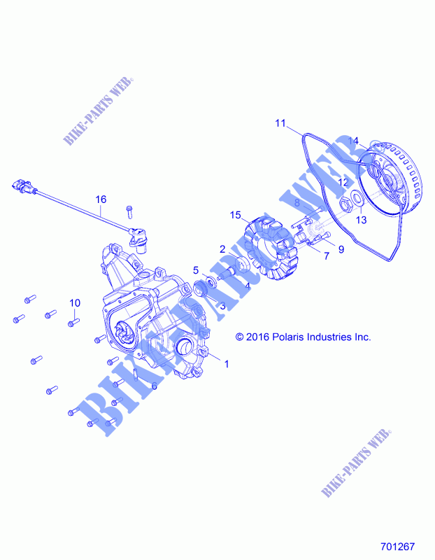 ENGINE, STATOR COVER AND FLYROUE   Z18VHE57BV (701267) pour Polaris RZR 570 EPS de 2018