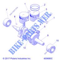 ENGINE, PISTON AND VILEBREQUIN   S18FJB8/FJE8/FFJP8 ALL OPTIONS (600680C) pour Polaris 800 TITAN SP/ADVENTURE/XC de 2018