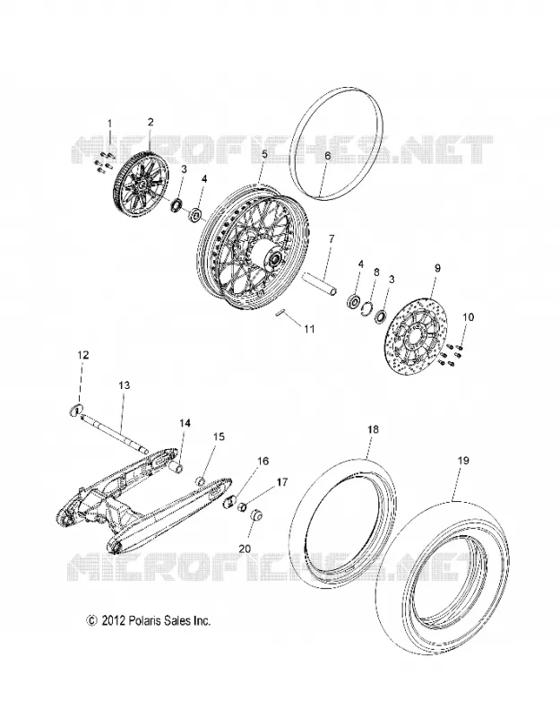 ROUE ARRIERE - V13RB36 ALL OPTIONS (49VICROUERR13B) Polaris VICTORY MOTOCYCLES 1731 2013 BOARDWALK  BOARDWALK ALL OPTIONS - V13RB36