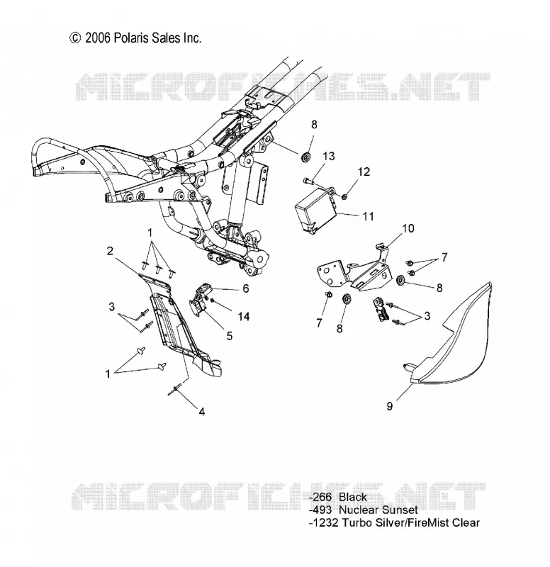 ELECTRICITE, FUSE BOX MOUNT/SIDE COVER, RH - V07HB26/HS26 ALL OPTIONS (49VICFUSEBOX07HAM) Polaris VICTORY MOTOCYCLES 1634 2007 HAMMER  HAMMER ALL OPTIONS - V07HB26/HS26