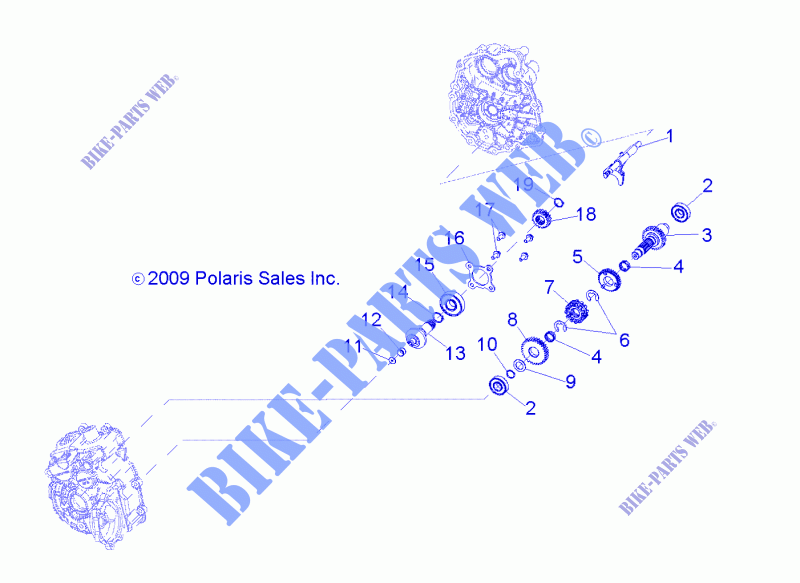 SYSTÈME DE TRANSMISSION, PONT PRINCIPAL INTERNALS   A10NG50AA (49ATVTRANSINTL1332729) pour Polaris SCRAMBLER 500 4X4 de 2010