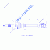 SYSTÈME DE TRANSMISSION, CARDAN AVANT   A09BG50AA (49ATVSHAFTDRIVE08SCRAM) pour Polaris SCRAMBLER 500 4X4 de 2009
