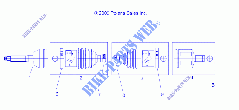 SYSTÈME DE TRANSMISSION, CARDAN AVANT   A09TN50AX/AZ (49ATVSHAFTDRIVE08SP) pour Polaris SPORTSMAN X2 500 EFI de 2009