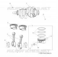 MOTEUR, VILEBREQUIN AND PISTON   A09ZX8CFS (49ATVVILEBREQUIN09SPXP850) pour Polaris SPORTSMAN XP EPS 850 INTL de 2009