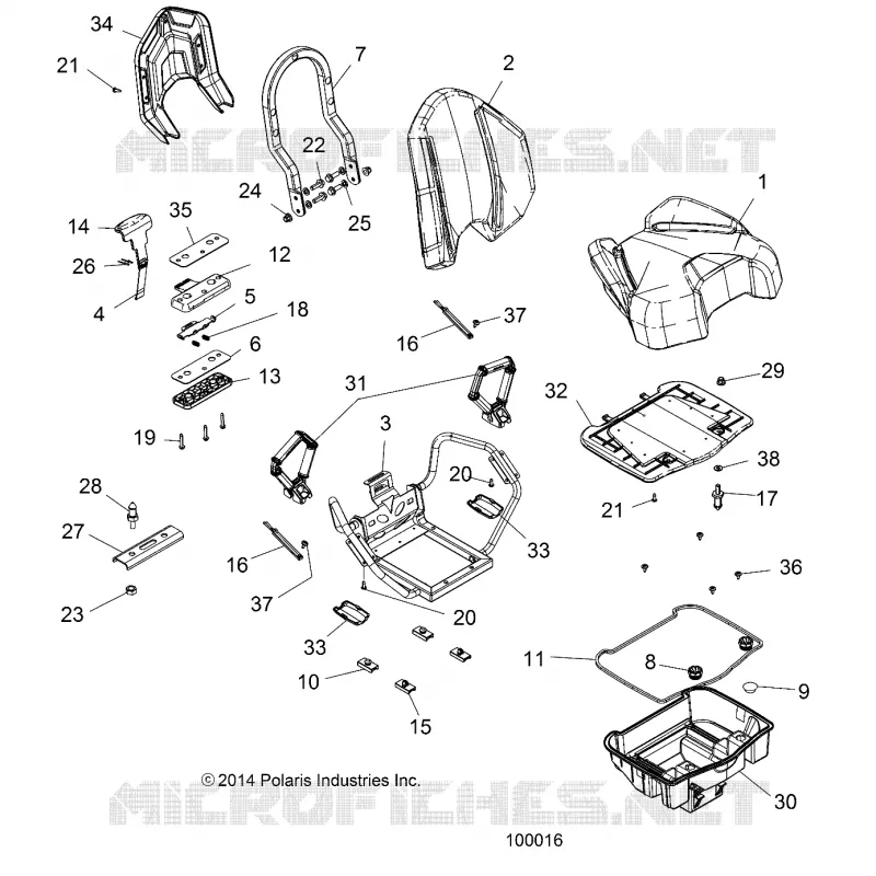 BODY, SIEGE, PASSENGER - A18SYE95BU  Polaris SPORTSMAN 1000 2018 SPORTSMAN XP TOURING 1000  SPORTSMAN TOURING 1000