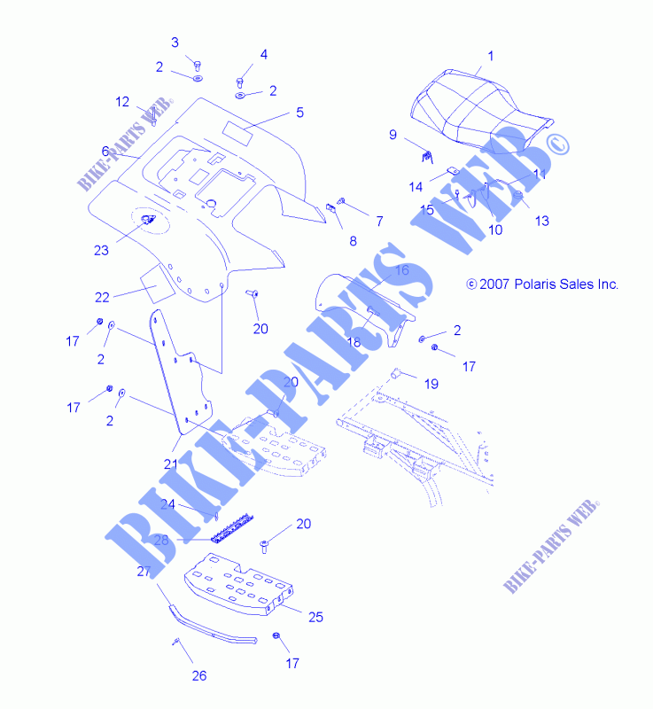 HABITACLE ARRIERE   A08BA32AA (49ATVCABRR08SCRAM) pour Polaris TRAIL BLAZER 330 de 2008