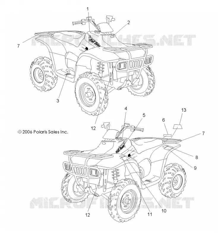 EMBLEMES - A08CA32AA (49ATVEMBLEMESBOSS) Polaris ATV 330 2008 TRAIL BOSS 330  TRAIL BOSS 330 - A08CA32AA