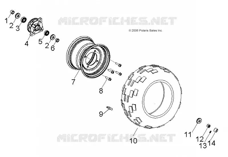 ROUE AVANT - A07KA05CA/CB/CD (49ATVROUEFRT07PRED50) Polaris ATV 50 2007 PREDATOR 50  PREDATOR 50