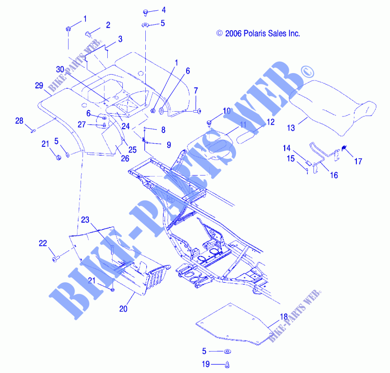 HABITACLE ARRIERE and SIEGE   A07CA32AA (49ATVCABRRBOSS) pour Polaris TRAIL BOSS 330 de 2007