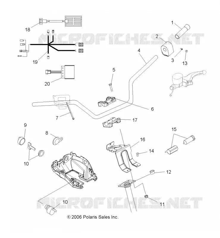 GUIDON ET COMMODOS - A06MH76AL/AQ/AT/AX/AY/AZ (49ATVGUIDON07800EFI) Polaris SPORTSMAN 800 2006 SPORTSMAN 800 EFI  SPORTSMAN 800 EFI - A06MH76AL