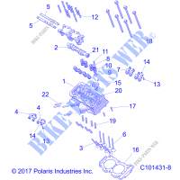 CYLINDRE HEAD, CAM AND VALVES   A20SGE95AK (101431 8) pour Polaris SPORTSMAN XP 1000 S 55