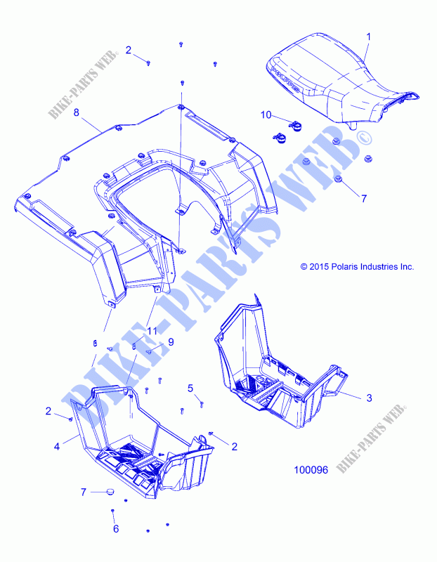 HABITACLE ARRIERE, SEAT AND FOOTWELLS   A20SEE57A1/A4/A7/A9 (100096) pour Polaris SPORTSMAN 570 EPS de 2020