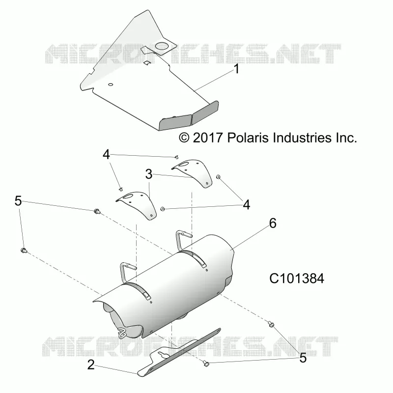 ECHAPPEMENT SYSTEM, SHIELDS - A19DBA50A5  Polaris ACE 500 2019 ACE 500 SOHC  ACE 500 SOHC