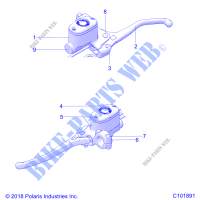 BRAKES, FRONT BRAKE LEVER AND MAITRE CYLINDRE   A19SEA57F1/SEE57F1/SEE57F2  pour Polaris SPORTSMAN 570 EU de 2019