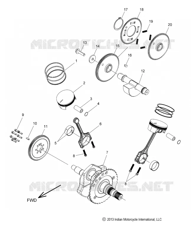 ENGINE, PISTON ET VILEBREQUIN - N17THAAA ALL OPTIONS (49INDIANPISTON14) Polaris INDIAN MOTORCYCLE 1800 2017 SPRINGFIELD  SPRINGFIELD