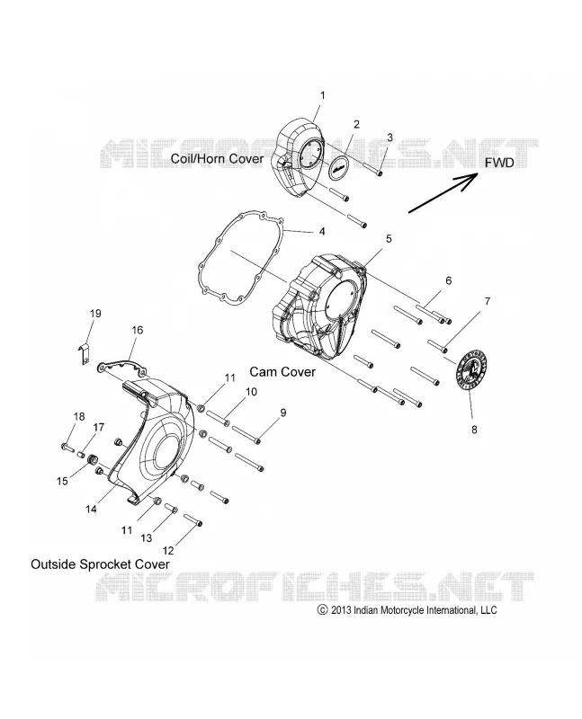 COUVERLCES MOTEUR DROITS - N16THAAA ALL OPTIONS (49INDIANENGCVR14) Polaris INDIAN MOTORCYCLE 1800 2016 SPRINGFIELD  SPRINGFIELD
