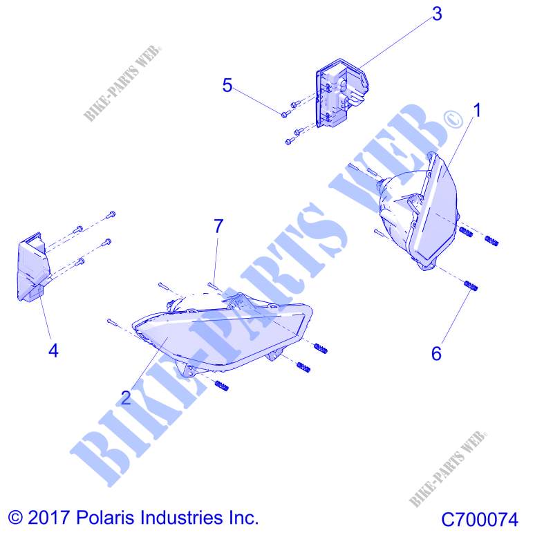 PHARES AND TAILLIGHTS   R20TAA99A1/A7/B1/B7/E99A1/A7/A9/AM/AS/AZ/B1/B7/B9/BM/BS/BZ (C700074) pour Polaris RANGER 1000 FULL SIZE de 2020