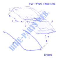 ACCESSOIRES    TOIT   G20G4E99LX (C700100) pour Polaris GENERAL 1000 4 SEAT de 2020