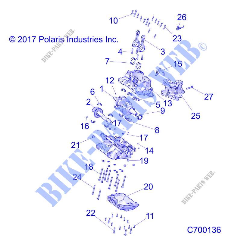CARTERS MOTEUR AND CRANKSHAFT   G20G4P99AX/LX (C700136) pour Polaris GENERAL 1000 4 SEAT de 2020