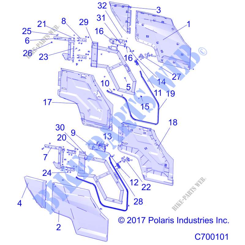 PORTES, REAR   G20G4P99AX/LX (C700101) pour Polaris GENERAL 1000 4 SEAT de 2020