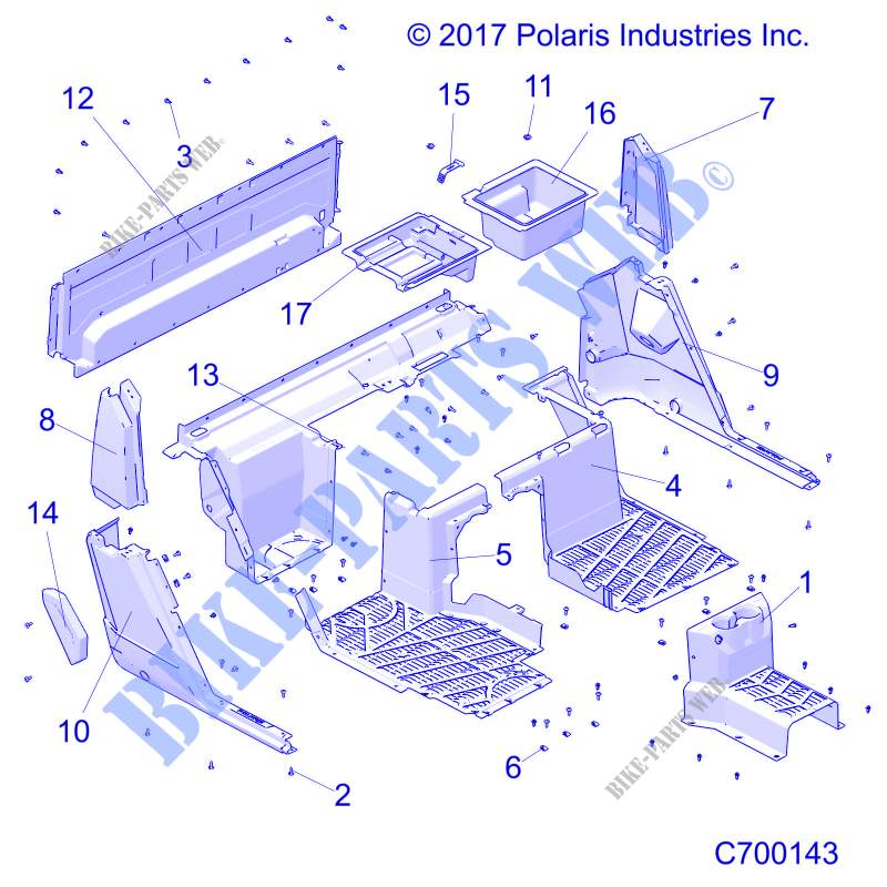 PLANCHER ARRIERE   R20RSU99AA/AX/A9/AP (C700143) pour Polaris RANGER XP 1000 EPS CREW NORTHSTAR EDITION de 2020