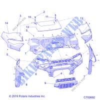 CAPOT AND FRONT FACIA   R20RRB99/A/B (C700692) pour Polaris RANGER 1000 BC FACTORY CHOICE 49S & 50S de 2020