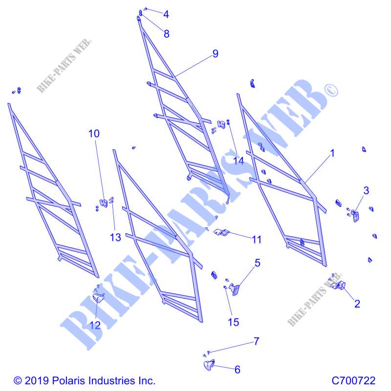 PORTES NETS   R20RSB99/A/B (C700722) pour Polaris RANGER 1000 CREW BC FACTORY CHOICE 49/50S de 2020