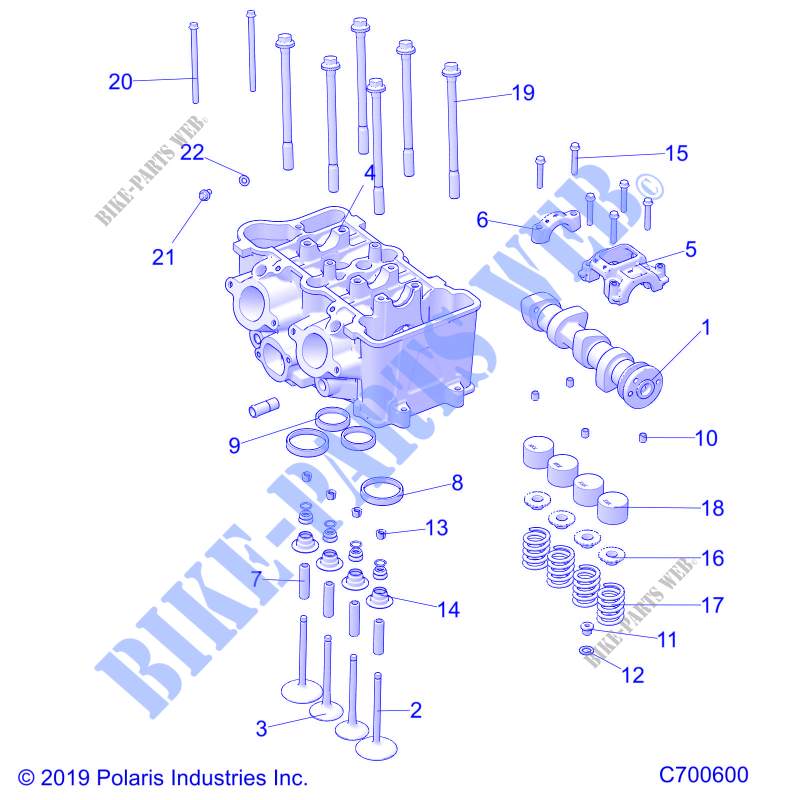 CYLINDRE HEAD AND VALVES   R20T6A99A1/E99A9/AM (C700600) pour Polaris RANGER XP 1000 EPS CREW FS de 2020