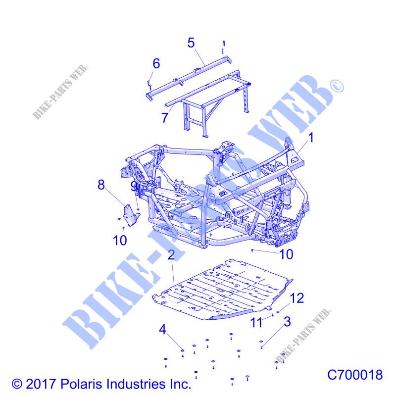 CHASSIS, CHASSIS AND SKID PLATES   R20RRU99/A/B (C700018) pour Polaris RANGER 1000 NORTHSTAR FACTORY CHOICE 49S & 50S de 2020