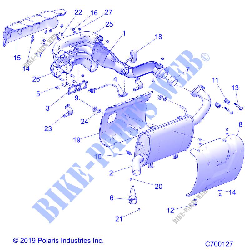 ECHAPPEMENT   R20RRU99/A/B (C700127) pour Polaris RANGER 1000 NORTHSTAR FACTORY CHOICE 49S & 50S de 2020