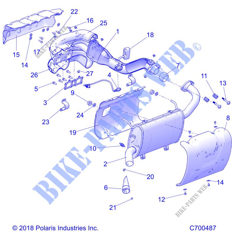 ECHAPPEMENT   R20RSU99/A/B (C700487) pour Polaris RANGER CREW 1000 NORTHSTAR FACTORY CHOICE de 2020