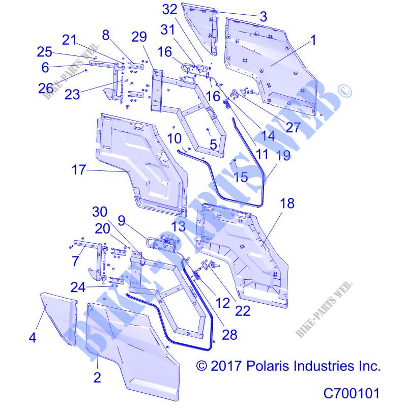 PORTES, REAR   G20GMD99AP/AG (C700101) pour Polaris POLARIS GENERAL 1000 XP 4 SEAT de 2020