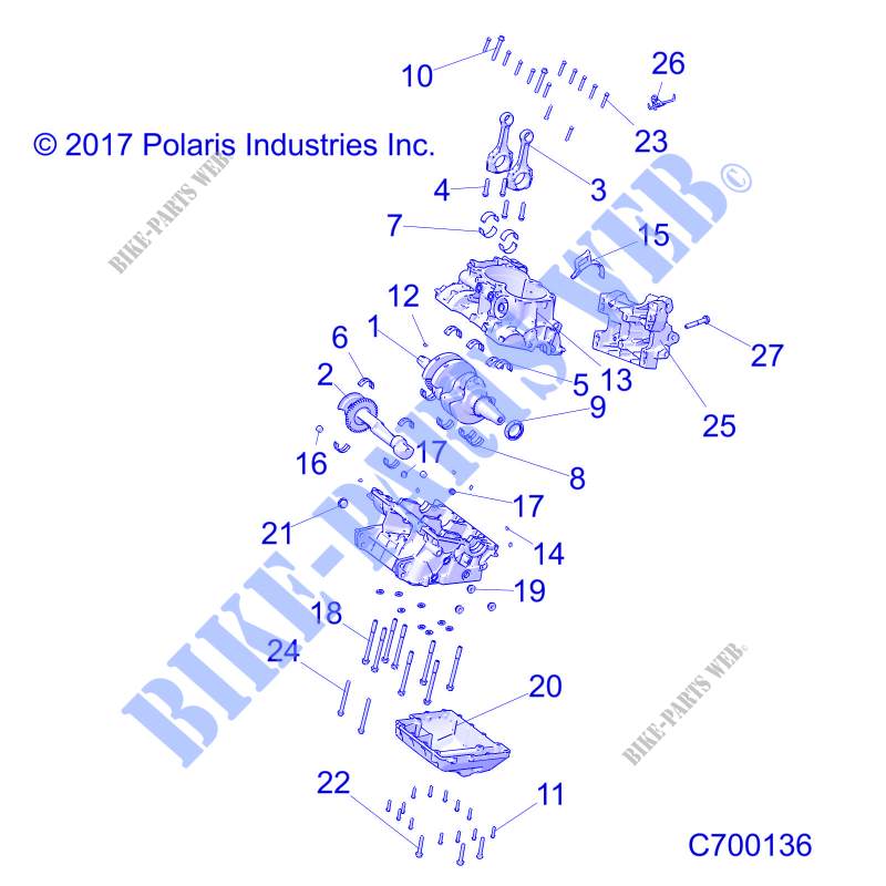 CARTERS MOTEUR AND CRANKSHAFT   G20GXD99AP/AG (C700136) pour Polaris POLARIS GENERAL 1000 DELUXE de 2020