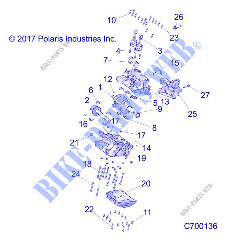 CARTERS MOTEUR AND CRANKSHAFT   R19RHE99AD/BD/LD/KAK/BK (C700136) pour Polaris POLARIS GENERAL 1000 4P EPS RIDE COMMAND de 2019