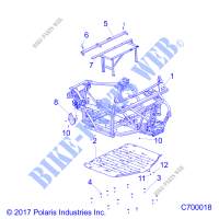 CHASSIS, CHASSIS AND SKID PLATES   R19RRED4F1/N1/J1/SD4C1 (C700018) pour Polaris RANGER 902D EU/TRACTOR de 2019