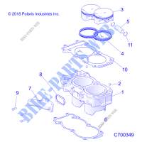 CYLINDRE AND PISTON   R19RSB99A9/B9 (C700349) pour Polaris RANGER 1000 CREW BACK COUNTRY 49/50S de 2019