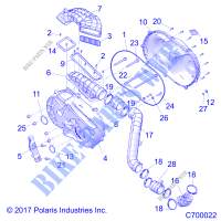DRIVE TRAIN, COUVERCLE D'EMBRAYAGE AND DUCTING   R19RSW99AS/A9/AD/BS/B9/BD (C700022) pour Polaris RANGER 1000 CREW NORTHSTAR RIDE COMMAND 49/50S de 2019