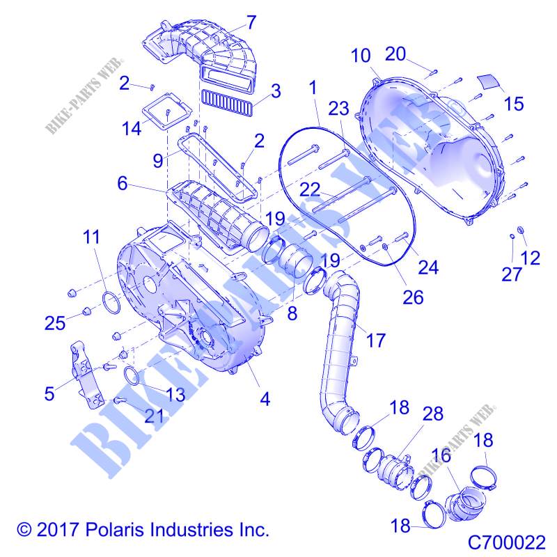DRIVE TRAIN, COUVERCLE D'EMBRAYAGE AND DUCTING   R19RSW99AS/A9/AD/BS/B9/BD (C700022) pour Polaris RANGER 1000 CREW NORTHSTAR RIDE COMMAND 49/50S de 2019