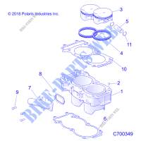 CYLINDRE AND PISTON   R19RSK99AS/A9/AD/BS/B9/BD (C70349) pour Polaris RANGER 1000 CREW RIDE COMMAND 49/50S de 2019