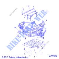 CHASSIS, CHASSIS AND SKID PLATES   R19RRE99/A/B (C700018) pour Polaris RANGER 1000 49/50S FACTORY CHOICE de 2019