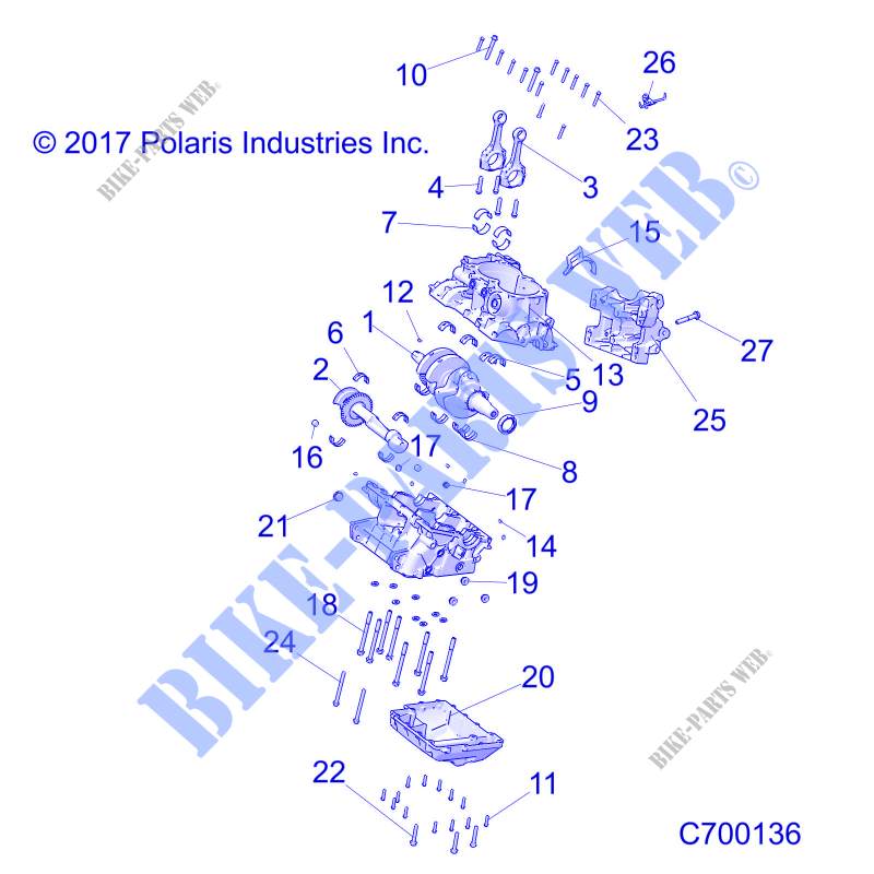 CARTERS MOTEUR AND CRANKSHAFT   R18RGE99BM/BB/B7/KBS/UB9/UBG (C700136) pour Polaris GENERAL 1000 EPS / PREMIUM / LIMITED EDITION de 2018